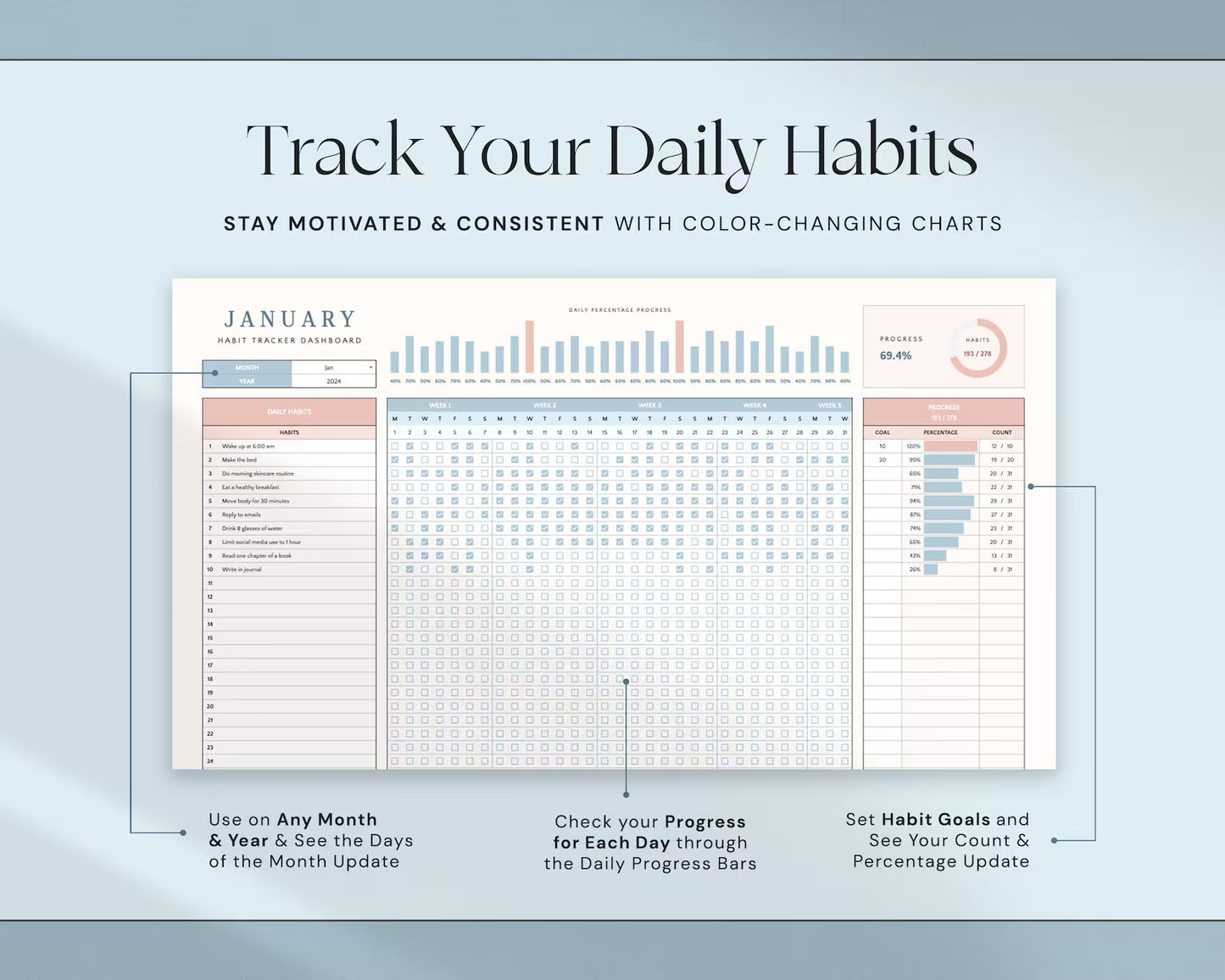 Daily Habit Tracker | Build Consistency & Achieve Your Goals